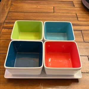 Overandback, 5-Pc "Summertime" Serving Square Platter + Bowl Set